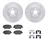 7312-16009 Drilled/Slotted Brake Rotor with 3000-Series Ceramic Brake Pads Kit & Hardware [Silver], 2017-2020 Mopar, Position: F