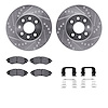 7312-18006 Drilled/Slotted Brake Rotor with 3000-Series Ceramic Brake Pads Kit & Hardware [Silver], 2000-2002 GM, Position: Fron - image 1