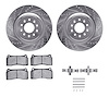 7312-20012 Drilled/Slotted Brake Rotor with 3000-Series Ceramic Brake Pads Kit & Hardware [Silver], 2000-2006 Jaguar, Position:  - image 1