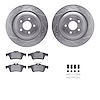 7312-20014 Drilled/Slotted Brake Rotor with 3000-Series Ceramic Brake Pads Kit & Hardware [Silver], 2006-2015 Jaguar, Position:  - image 1