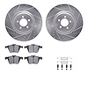 7312-20017 Drilled/Slotted Brake Rotor with 3000-Series Ceramic Brake Pads Kit & Hardware [Silver], 2009-2015 Jaguar, Position:  - image 1