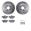7312-20018 Drilled/Slotted Brake Rotor with 3000-Series Ceramic Brake Pads Kit & Hardware [Silver], 2006-2010 Jaguar, Position:  - image 1