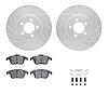 7312-20020 Drilled/Slotted Brake Rotor with 3000-Series Ceramic Brake Pads Kit & Hardware [Silver], 2006-2008 Jaguar, Position:  - image 1
