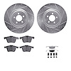 7312-20023 Drilled/Slotted Brake Rotor with 3000-Series Ceramic Brake Pads Kit & Hardware [Silver], 2013-2021 Jaguar, Position:  - image 1