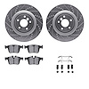 7312-20025 Drilled/Slotted Brake Rotor with 3000-Series Ceramic Brake Pads Kit & Hardware [Silver], Fits Select Jaguar, Position - image 1