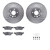 7312-20027 Drilled/Slotted Brake Rotor with 3000-Series Ceramic Brake Pads Kit & Hardware [Silver], 2017-2020 Jaguar, Position:  - image 1