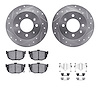 7312-21001 Drilled/Slotted Brake Rotor with 3000-Series Ceramic Brake Pads Kit & Hardware [Silver], 2004-2009 Kia/Hyundai/Genesi - image 1