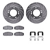 7312-21009 Drilled/Slotted Brake Rotor with 3000-Series Ceramic Brake Pads Kit & Hardware [Silver], 2003-2006 Kia/Hyundai/Genesi - image 1