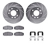 7312-21010 Drilled/Slotted Brake Rotor with 3000-Series Ceramic Brake Pads Kit & Hardware [Silver], 2004-2005 Kia/Hyundai/Genesi - image 1