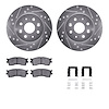 7312-21013 Drilled/Slotted Brake Rotor with 3000-Series Ceramic Brake Pads Kit & Hardware [Silver], 2003-2005 Kia/Hyundai/Genesi - image 1