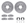 7312-21014 Drilled/Slotted Brake Rotor with 3000-Series Ceramic Brake Pads Kit & Hardware [Silver], 2002-2002 Kia/Hyundai/Genesi - image 1