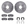 7312-21016 Drilled/Slotted Brake Rotor with 3000-Series Ceramic Brake Pads Kit & Hardware [Silver], 2010-2011 Kia/Hyundai/Genesi - image 1