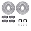 7312-21017 Drilled/Slotted Brake Rotor with 3000-Series Ceramic Brake Pads Kit & Hardware [Silver], 2010-2011 Kia/Hyundai/Genesi - image 1