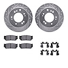 7312-21020 Drilled/Slotted Brake Rotor with 3000-Series Ceramic Brake Pads Kit & Hardware [Silver], 2007-2009 Kia/Hyundai/Genesi - image 1