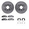 7312-21021 Drilled/Slotted Brake Rotor with 3000-Series Ceramic Brake Pads Kit & Hardware [Silver], 2004-2009 Kia/Hyundai/Genesi - image 1