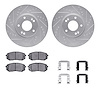 7312-21025 Drilled/Slotted Brake Rotor with 3000-Series Ceramic Brake Pads Kit & Hardware [Silver], 2012-2016 Kia/Hyundai/Genesi - image 1