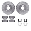 7312-21026 Drilled/Slotted Brake Rotor with 3000-Series Ceramic Brake Pads Kit & Hardware [Silver], 2007-2010 Kia/Hyundai/Genesi - image 1