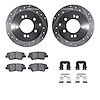 7312-21028 Drilled/Slotted Brake Rotor with 3000-Series Ceramic Brake Pads Kit & Hardware [Silver], 2010-2013 Kia/Hyundai/Genesi - image 1