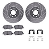 7312-21032 Drilled/Slotted Brake Rotor with 3000-Series Ceramic Brake Pads Kit & Hardware [Silver], 2012-2017 Kia/Hyundai/Genesi - image 1