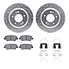 7312-21033 Drilled/Slotted Brake Rotor with 3000-Series Ceramic Brake Pads Kit & Hardware [Silver], Fits Select Kia/Hyundai/Gene - image 1