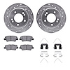 7312-21034 Drilled/Slotted Brake Rotor with 3000-Series Ceramic Brake Pads Kit & Hardware [Silver], Fits Select Kia/Hyundai/Gene - image 1