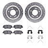 7312-21035 Drilled/Slotted Brake Rotor with 3000-Series Ceramic Brake Pads Kit & Hardware [Silver], Fits Select Kia/Hyundai/Gene - image 1