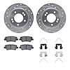 7312-21036 Drilled/Slotted Brake Rotor with 3000-Series Ceramic Brake Pads Kit & Hardware [Silver], Fits Select Kia/Hyundai/Gene - image 1