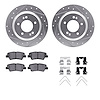 7312-21037 Drilled/Slotted Brake Rotor with 3000-Series Ceramic Brake Pads Kit & Hardware [Silver], 2018-2020 Kia/Hyundai/Genesi - image 1