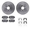 7312-21039 Drilled/Slotted Brake Rotor with 3000-Series Ceramic Brake Pads Kit & Hardware [Silver], 2015-2020 Kia/Hyundai/Genesi - image 1