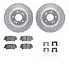 7312-21043 Drilled/Slotted Brake Rotor with 3000-Series Ceramic Brake Pads Kit & Hardware [Silver], Fits Select Kia/Hyundai/Gene - image 1