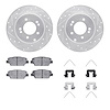 7312-21045 Drilled/Slotted Brake Rotor with 3000-Series Ceramic Brake Pads Kit & Hardware [Silver], 2017-2019 Kia/Hyundai/Genesi - image 1