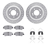 7312-21046 Drilled/Slotted Brake Rotor with 3000-Series Ceramic Brake Pads Kit & Hardware [Silver], 2017-2020 Kia/Hyundai/Genesi - image 1