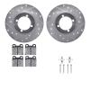 7312-22002 Drilled/Slotted Brake Rotor with 3000-Series Ceramic Brake Pads Kit & Hardware [Silver], 1967-1971 Opel, Position: Fr - image 1
