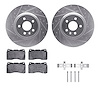 7312-26001 Drilled/Slotted Brake Rotor with 3000-Series Ceramic Brake Pads Kit & Hardware [Silver], 2014-2021 Tesla, Position: F - image 1
