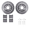7312-27004 Drilled/Slotted Brake Rotor with 3000-Series Ceramic Brake Pads Kit & Hardware [Silver], 1967-1974 Volvo, Position: R - image 1