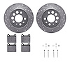 7312-27005 Drilled/Slotted Brake Rotor with 3000-Series Ceramic Brake Pads Kit & Hardware [Silver], 1974-1975 Volvo, Position: R - image 1