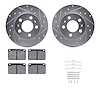 7312-27008 Drilled/Slotted Brake Rotor with 3000-Series Ceramic Brake Pads Kit & Hardware [Silver], 1967-1972 Volvo, Position: F - image 1