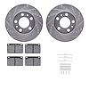 7312-27011 Drilled/Slotted Brake Rotor with 3000-Series Ceramic Brake Pads Kit & Hardware [Silver], 1979-1984 Volvo, Position: F - image 1