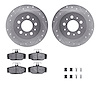 7312-27026 Drilled/Slotted Brake Rotor with 3000-Series Ceramic Brake Pads Kit & Hardware [Silver], 1988-1994 Volvo, Position: R - image 1