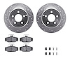 7312-27027 Drilled/Slotted Brake Rotor with 3000-Series Ceramic Brake Pads Kit & Hardware [Silver], 1996-1997 Volvo, Position: R - image 1