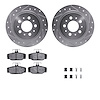 7312-27029 Drilled/Slotted Brake Rotor with 3000-Series Ceramic Brake Pads Kit & Hardware [Silver], 1997-1998 Volvo, Position: R - image 1
