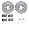 7312-27043 Drilled/Slotted Brake Rotor with 3000-Series Ceramic Brake Pads Kit & Hardware [Silver], 2004-2007 Volvo, Position: R - image 1