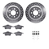 7312-27050 Drilled/Slotted Brake Rotor with 3000-Series Ceramic Brake Pads Kit & Hardware [Silver], 1999-2000 Volvo, Position: R - image 1