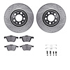 7312-27052 Drilled/Slotted Brake Rotor with 3000-Series Ceramic Brake Pads Kit & Hardware [Silver], 2003-2009 Volvo, Position: F - image 1