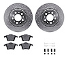 7312-27053 Drilled/Slotted Brake Rotor with 3000-Series Ceramic Brake Pads Kit & Hardware [Silver], 2003-2014 Volvo, Position: R - image 1