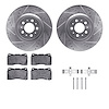 7312-27054 Drilled/Slotted Brake Rotor with 3000-Series Ceramic Brake Pads Kit & Hardware [Silver], 2004-2007 Volvo, Position: F - image 1