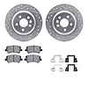 7312-27061 Drilled/Slotted Brake Rotor with 3000-Series Ceramic Brake Pads Kit & Hardware [Silver], 2018-2018 Volvo, Position: R - image 1