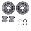 7312-27062 Drilled/Slotted Brake Rotor with 3000-Series Ceramic Brake Pads Kit & Hardware [Silver], 2007-2015 Volvo, Position: R - image 1