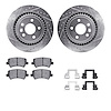 7312-27063 Drilled/Slotted Brake Rotor with 3000-Series Ceramic Brake Pads Kit & Hardware [Silver], 2010-2017 Volvo, Position: R - image 1