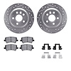 7312-27065 Drilled/Slotted Brake Rotor with 3000-Series Ceramic Brake Pads Kit & Hardware [Silver], 2008-2008 Volvo, Position: R - image 1